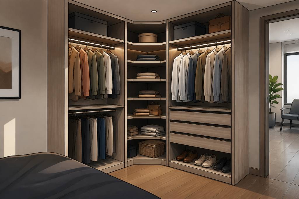 Aménagement dressing angle : idées et astuces pour optimiser l’espace perdu