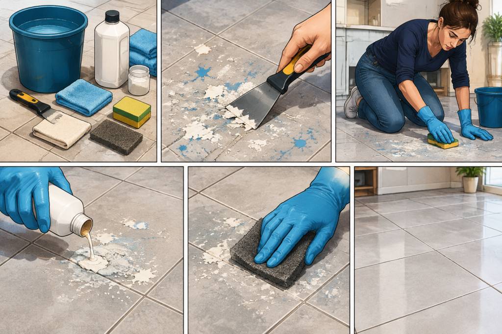 Comment enlever la peinture sèche sur du carrelage sans l’abîmer